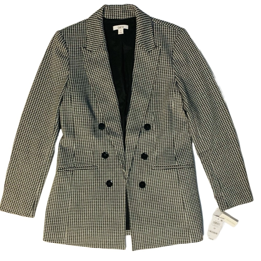 BAR III Women's Geo-Knit Faux Double-Breasted Blazer PINE MIST MULTI Medium NWT